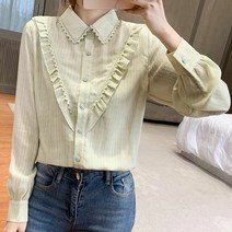 우아한블라우스 단정한 여자셔츠 레이스카라 20대 오피스룩 출근