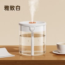 습도표시 디지털 가습기 무음 가정용 침실 책상위 어린이방 사무실 대용량 듀얼 스프레이, 화이트