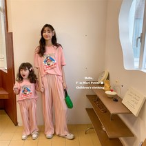 엄마 딸 커플 모녀 패밀리룩 스페셜 스트리트 파자마 옷 핑크 초선주름 쿨링