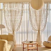 1+1 프렌치 공주풍 럭셔리 레이스 거실 포인트 커튼 1인가구 커텐 집꾸미기 블라인드 인테리어, 화이트