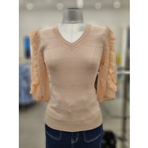 러플 패치 브이넥 니트(EM3KH864)(224206 )