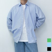 남자 스트라이프 셔츠 남자 오버핏 셔츠 소라색