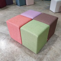 패브릭 사각 스툴 1인용 보조의자, 진분홍