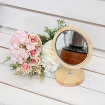 거울 원목후레임원형반달 YA 탁상 판촉 선물 원목 -소 화장대 뷰티소품