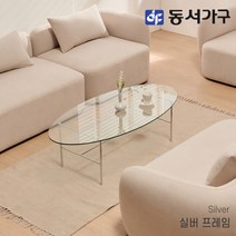 동서가구 소이 아체 타원형 1200 유리 거실 테이블 YUR136, 실버