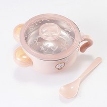 2021 새로운 음식 따뜻한 주입 뜨거운 물 절연 아이 요리 스테인레스 스틸 식기 아기 빨판 먹이 그릇 접시 가제트, 분홍색