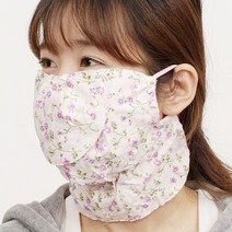 크로바 안면 볼 먼지 자외선 차단 마스크, 꽃무늬(분홍), 크로바마스크-볼타입