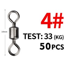 MEREDITH 스테인리스 스틸 비즈 롤링 낚시 회전 솔리드 커넥터 볼 베어링 스냅 50 PCs/로트 크기, [01] Size2I0 25mm 71kg