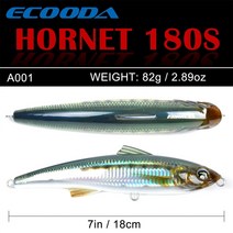 루어 Ecooda 호넷 180mm 82g 낚시 포퍼 바닷물 미끼 탑워터 트롤링 빅 연필 미끼 하드 미끼 플로팅 킹피쉬참치, A001, 협력사