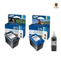 우리네 삼성 SCX-1770F 잉크 세트 M75 C75 검정 복사기 레이저 소모품 75 SCX-1455I 흑백 SAMSUNG 삼성전자, 2개입, 표준3배 대용량 호환 잉크 세트 판매자 A/S
