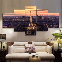 인메이블 거실 인테리어 캔버스 액자 57종 대형 분할 그림 북유럽 카페 풍경 사진 식물 집들이 선물 소품, 16-2.[I] 나이트에펠탑 5세트, 2.중대형(세로40cm x 5개 세트)