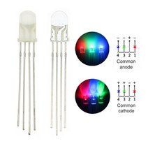 아두이노 키트 코딩 입문 교육 보드 점퍼선 100 개/묶음 4pin 5mm RGB LED 발광 다이오드 표시기 Arduino, 01 Transparent anode