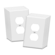 ENERLITES 이중 콘센트 벽 플레이트 광택 마감 미드웨이 사이즈 1갱 12.4cm x 7.9cm4.9인치 3.1인치 깨지지 않는 폴리카보네이트 열가소성 플라스틱 UL, White