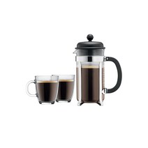 Bodum 카페테리아 프렌치 프레스 커피 메이커 8컵 용량 1L 및 글래스 머그잔 0.35L 2개입