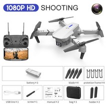 접이식 쿼드콥터 드론 장난감 선물 E88 프로 와이파이 FPV 광각 HD 4K 1080P 카메라 높이 고정 RC, [07] 1080P White Bag