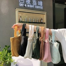 [이거찜] 국내 미니 코듀로이 에코백 캔버스백 런치백 직장인 도시락 손가방 골덴, 미니코듀로이에코백-블랙, 1개
