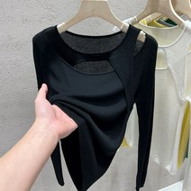 긴팔 여성 풀오버 슬림 탑 여성 캐주얼 봄 가을 티셔츠