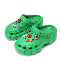 테라스 옥상 전원주택 조립식 썬룸 여름 여성 슬리퍼 6cm 플랫폼 샌들 야외 나막신 스트리트 비치 마사, 02 green_02 36