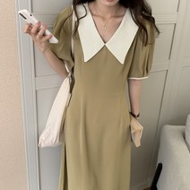 [ 아르띠콜로 빅 카라 브이넥 롱 원피스 ] 여자 봄 여름 가을 소개팅 룩 ( 20대 30대 대학생 여성 외출 나들이 데이트 여행 오피스 데일리 코디 패션 )