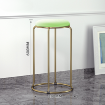 의자 바 벤치 발높이 의자 가정용 바 의자, 그린 벨벳 골드 프레임（60CM）