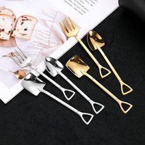 Retemporel 작은 삽 스푼 포크 세트 뾰족한 스푼 모양의 및 파티 비스트로 칵테일 용 집게, 1개, 그림 색상