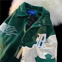 바시티자켓 야구점퍼 새학기 아메리칸 레트로 디자인 센스 pu 가죽 슬리브 야구 유니폼 Y2K 자수 와일드 자켓 남성용 여성용 인스타그램 캐주얼 겨울