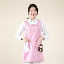 이솔홈 앞치마 원피스형 주방 공방 카페 바리스타 어린이집앞치마 모음, 큐티 앞치마 01_핑크