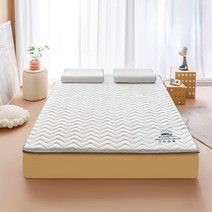 접이식 침대 토퍼 매트리스 여름 쿨 퀵슬립 원룸 바닥, 120x200cm【쾌적한 항균 원단 라텍스 충전】, 아이보리 사선