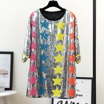 반짝이의상 여성 느슨한 반팔 힙합 의류 탑스 봄과 라운드 넥 기하학적 Streetwear 스팽글 티셔츠