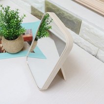 심플 아이보리 사각 스탠드 탁상 메이크업 미용 화장대 책상 테이블 탁자 거울