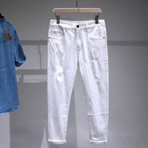 남자 백바지 코디 무릎 찢청 남성 찢어진 청바지