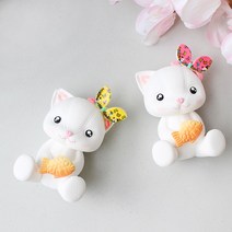 꿈을주는향기 배고픈 고양이 2p set 차량용 석고 방향제  10ml 추가리필 증정, 프리지아
