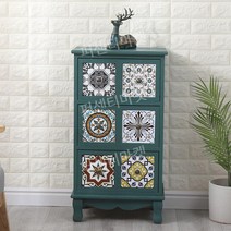 원목 고가구 약장 서랍장 엔틱 나비장 수납장 장식장 인테리어 빈티지 복고풍 전통 거실장, 녹색 6-그리드