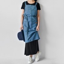 유이미 다용도 데님 앞치마, 블루