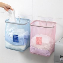 벽걸이 메쉬 수납망/ 수건 빨래통/ 미니분리수거함, 블루
