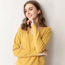 디커스텀 여성용 브이넥 니트 티셔츠