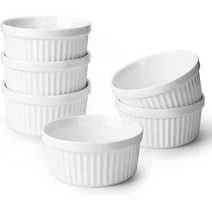 K KitchenTour KitchenTour 세라믹 수플레 요리 수플레 크림 Brulee 푸딩 커스터드 컵을 굽기 위한 6온, 하얀색, 6온스