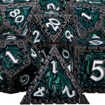 DND D20 주사위 금속 다면체 D & 던전 및 드래곤 MTG RPG 롤 플레잉 게임 D12 D10 % D8 D6 D4 + 세트, Cobalt Nickel Green