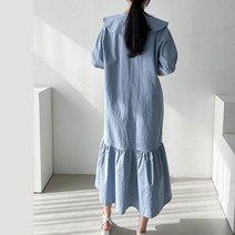 아이맘스타일 린넨 롱 원피스 루즈핏 빅사이즈 둥근카라 반팔원피스 셔링원피스