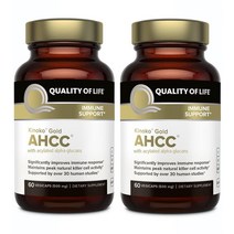 Quality of Life 2팩 AHCC 키노코 골드 500mg - 프리미엄 면역 지원 보충제 60개 병, 한개옵션1, 한개옵션0