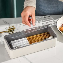 살림마왕 물빠짐 고급 뚜껑 수저통 직사각 수저 보관함 정리함 수저함, 화이트