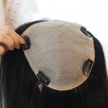 [W2049] 올커버 리얼스킨 전체불파트 정수리가발, 14cm×16cm(30cm), 진한갈색