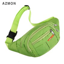AZMON 캐주얼 원컬러 멀티포켓 미니힙색 다용도 스포츠 웨이스트백 2.5L, 35cm x 14cm x 9cm, 그린