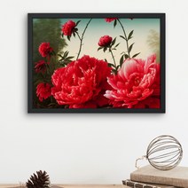 보석십자수 모란꽃 붉은 목단 꽃 전체수 비즈십자수 DIY 재물복 들어오는 풍수 큐빅 아트, 70x50CM