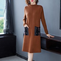 해외 롱원피스 미니원피스 겨울 스커트 여 추동 도톰한 코트 원피스 하이퀄리티 이너 니트
