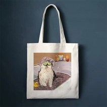 귀여운 고양이 쇼핑 가방 구매자 토트 캔버스 하라주쿠 재사용 가능한 대용량 카와이 여성 캐주얼 숄더 핸드백