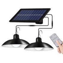 옥상 천막 보온 가제보 태양광 펜던트 조명 야외 LED 매다는 원격 제어 방수 차고 전망대 창고 캠프 파티오 헛간 조명, 2 Heads, Warm Light