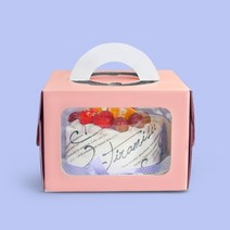 투명 케이크상자 1호(창문형 핑크 높이15cm) 10개