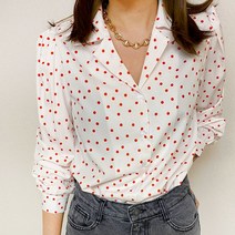 땡땡이 블라우스 구김안가는 시원한소재의 카라셔츠