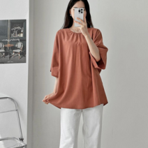 브이와이 VY 여성 반팔 잔주름 나그랑티 박스핏 블라우스